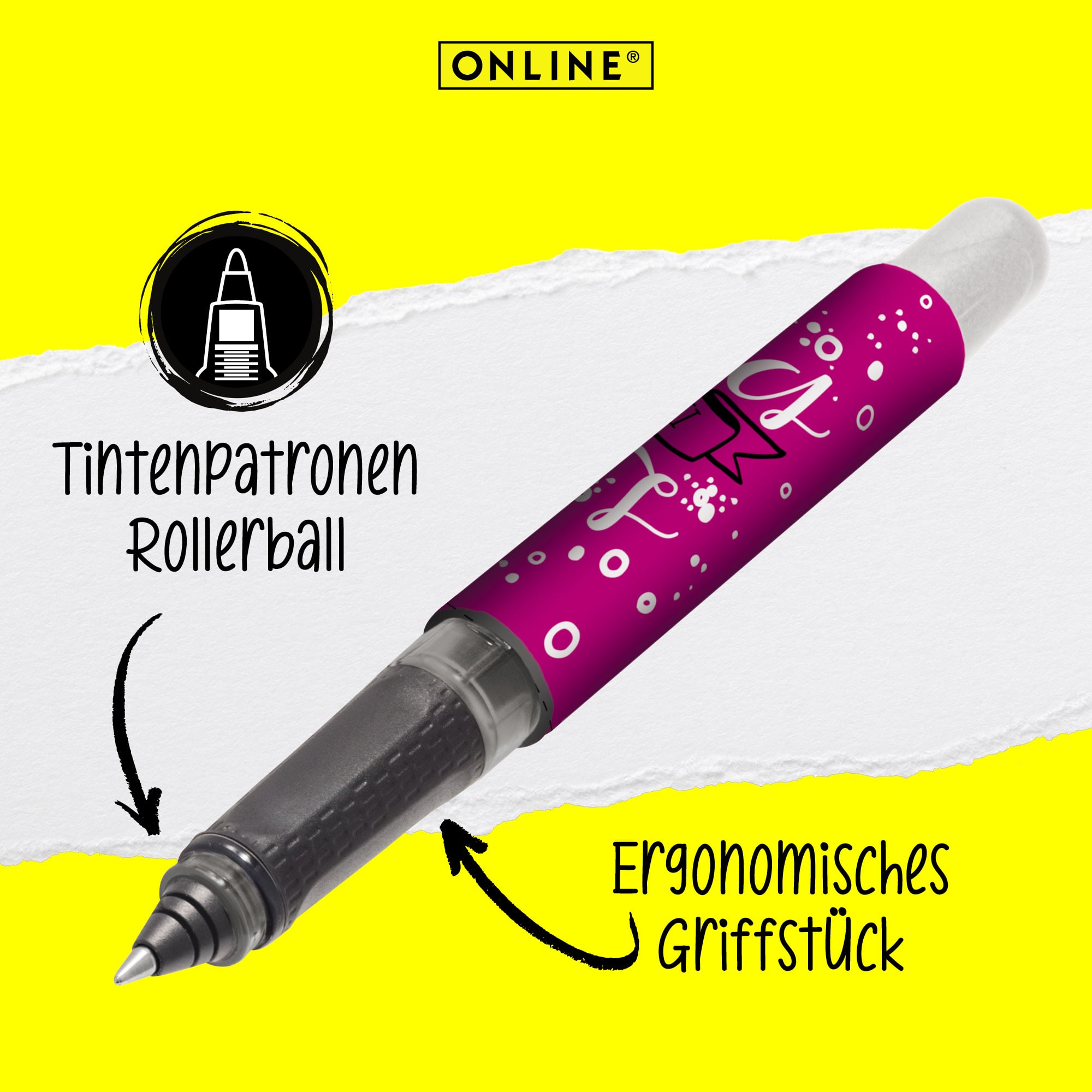Eine kratzfreie Schreibspitze und ein ergonomisches Griffstück zeichnen unseren College Rollerball a
