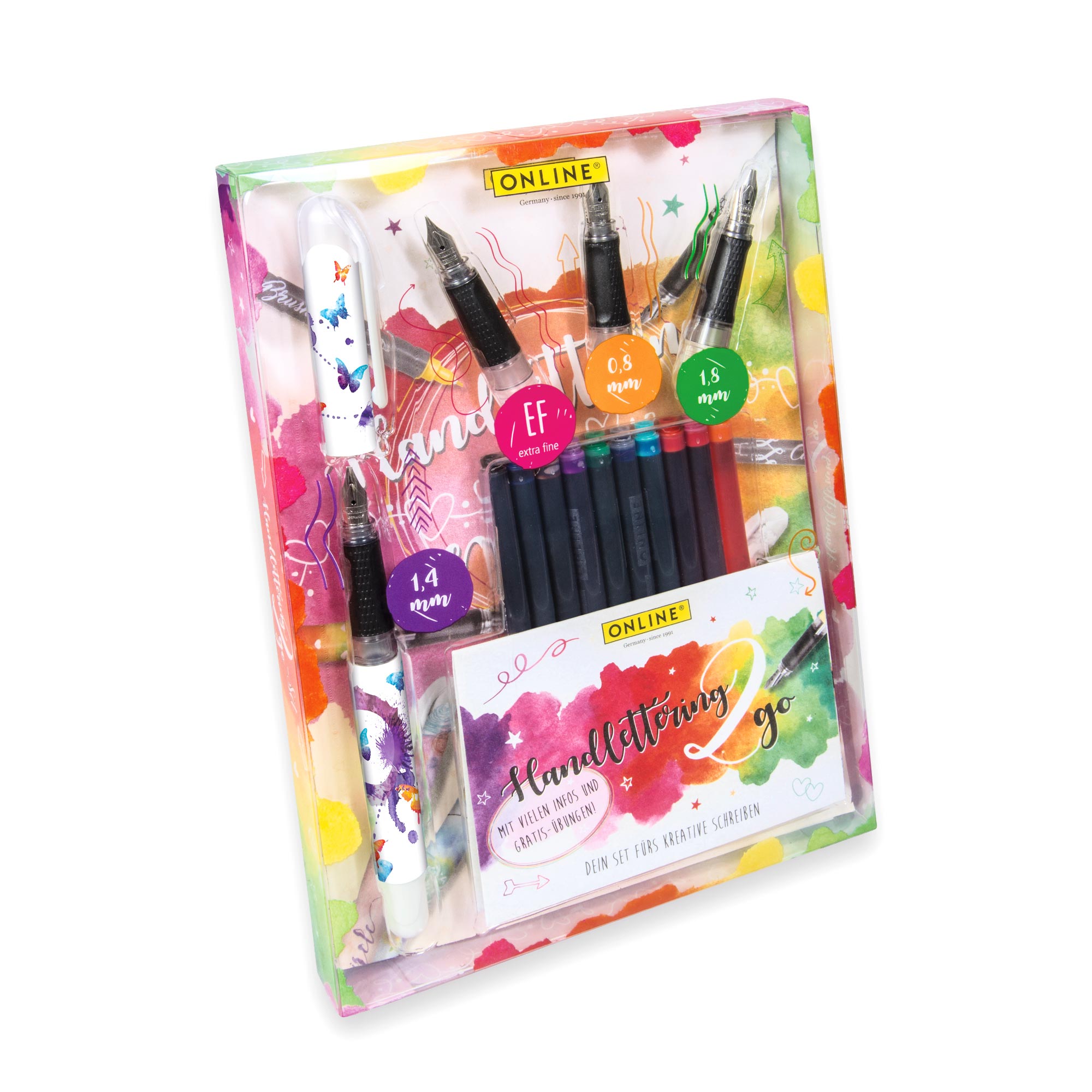 Handlettering2Go Set Fountain Pen with 3 nibs an 10 ink cartridges