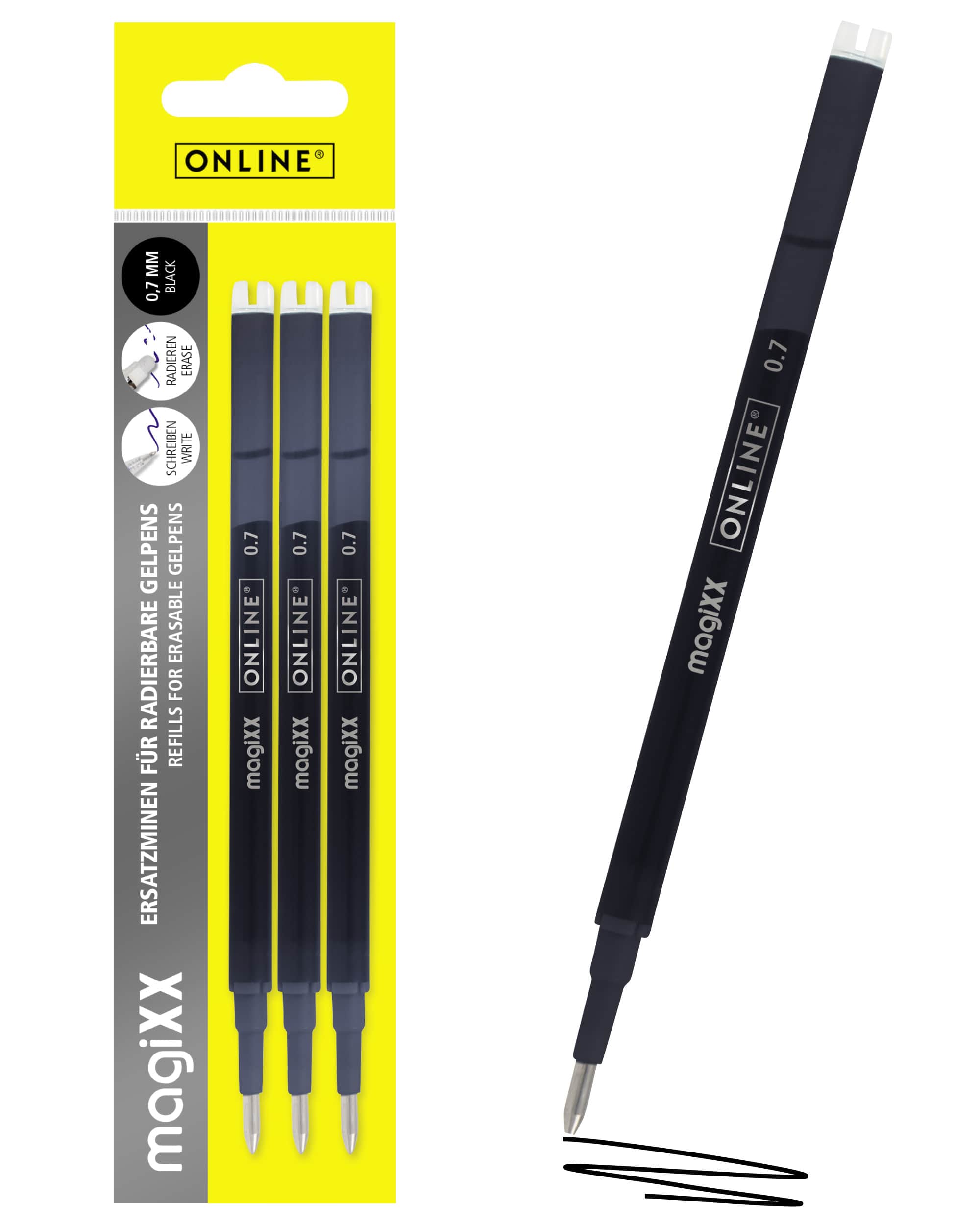 Erasable refills for ONLINE magiXX gel pens - 0.7 mm black