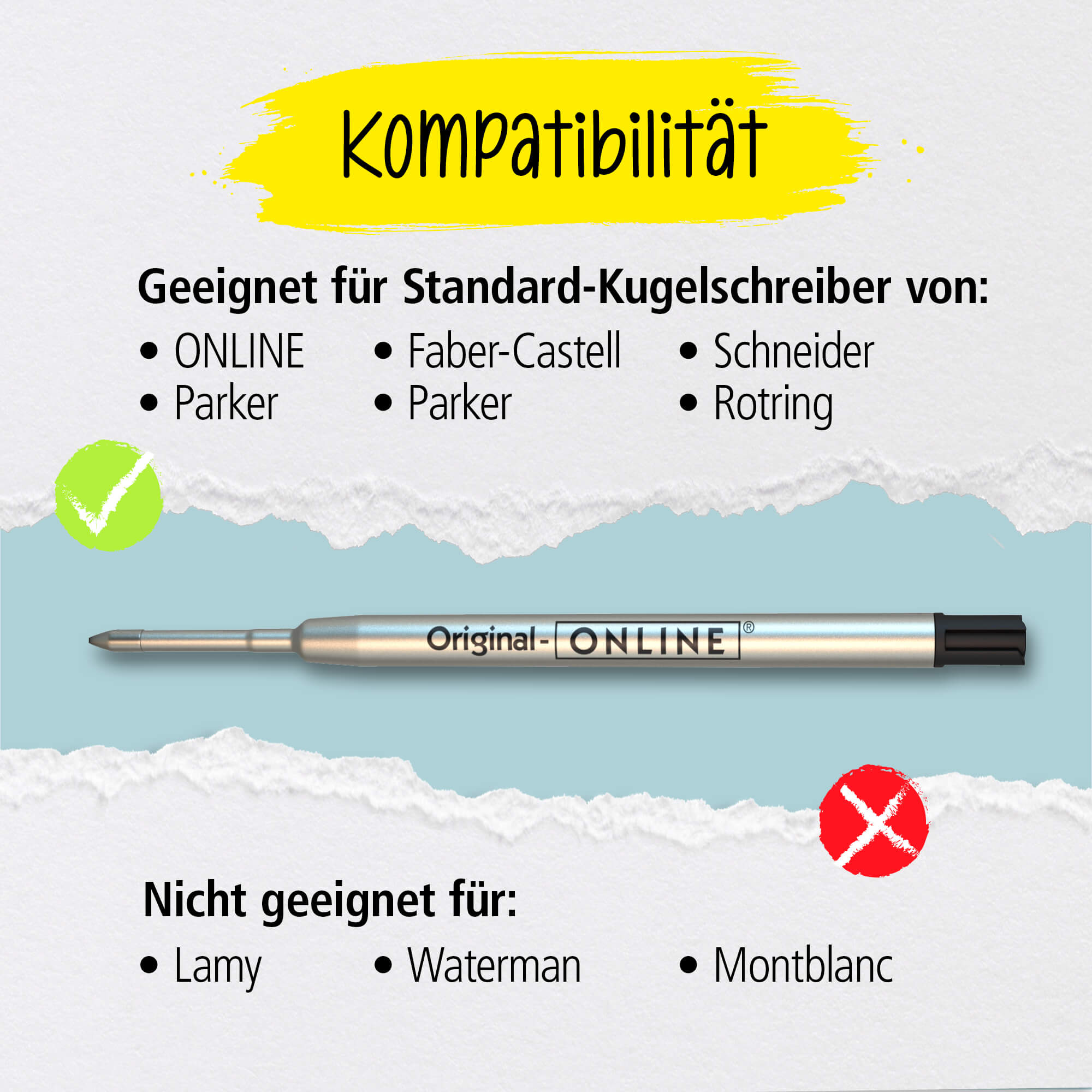 Kugelschreibermine passend für Standard-Dreh- und Druckkugelschreiber
