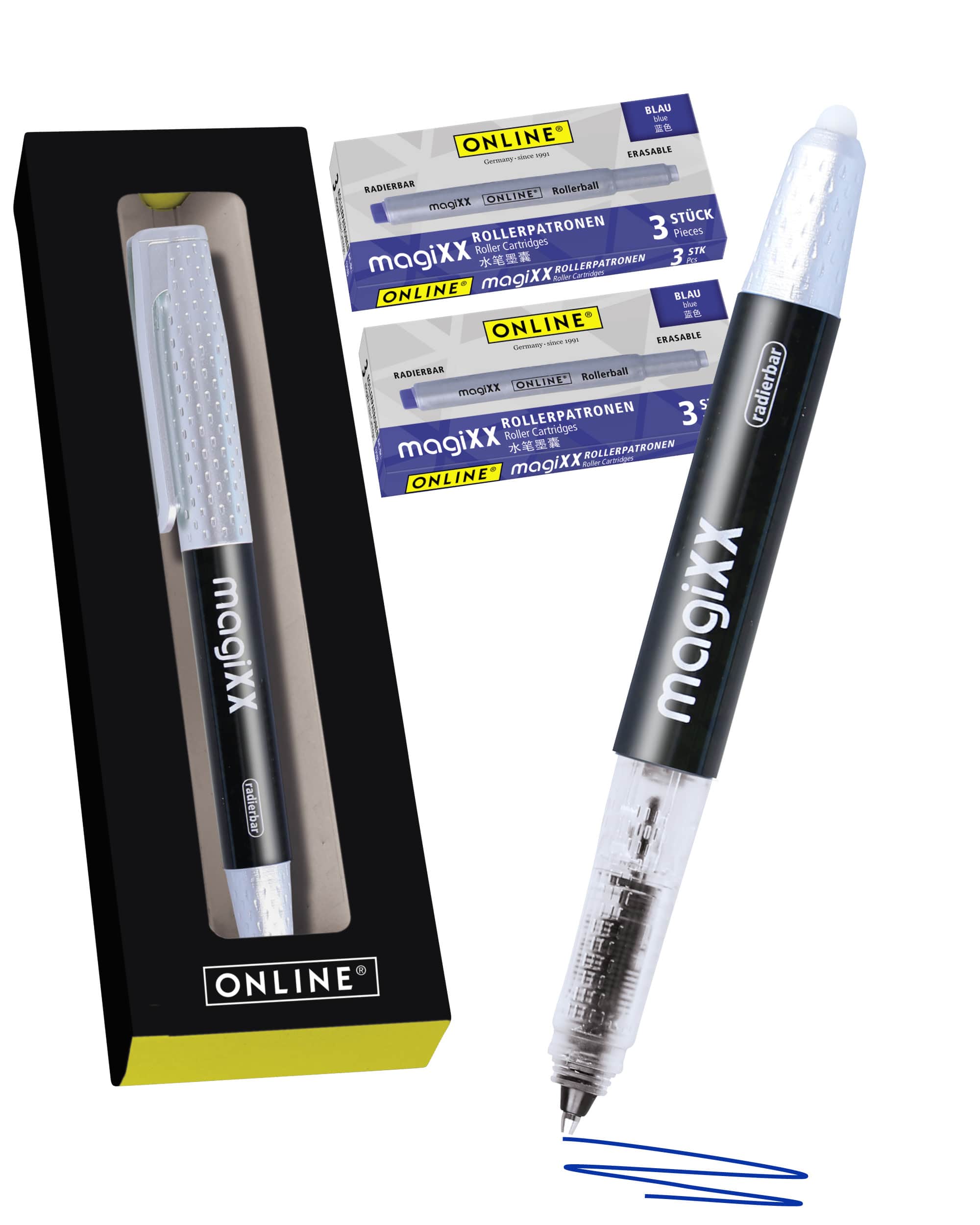 Erasable Ink-Rollerballl ONLINE magiXX Blue incl. Ink-Cartridges