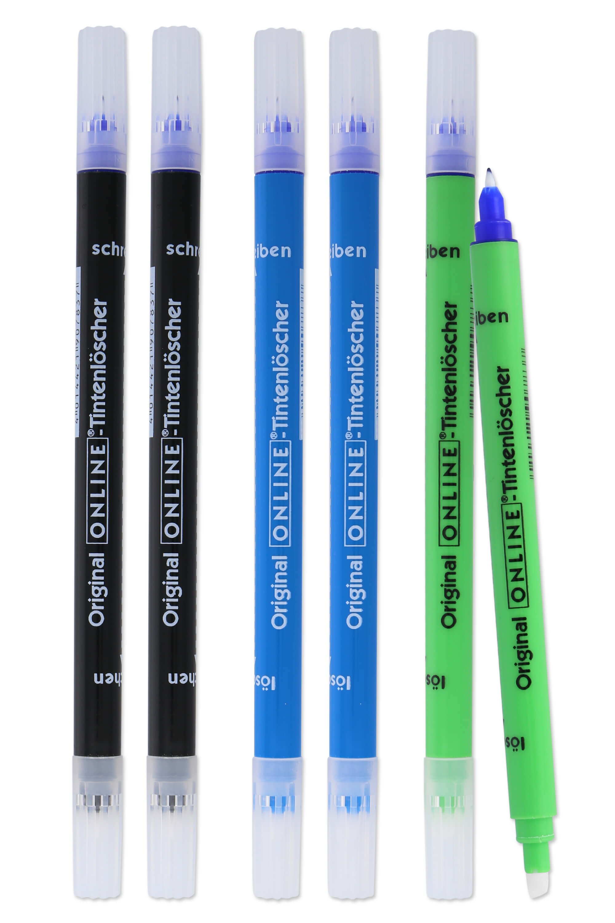 Value Pack Ink Eraser, 6 pcs. black, green, blue