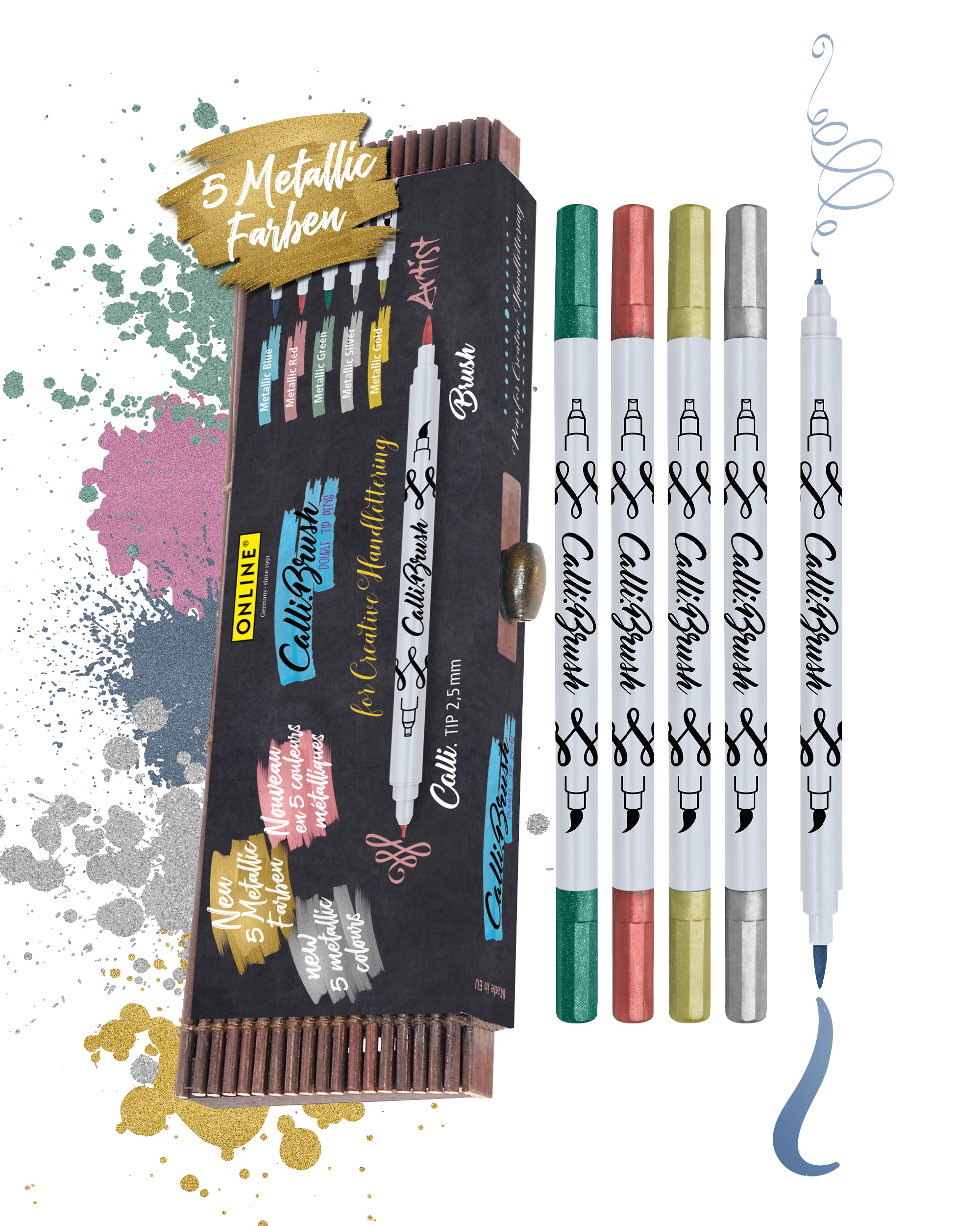 Calli.Brush Pen Metallic 5 pcs set